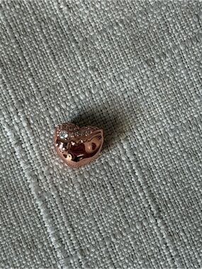 Rose Gold Heart Charm with Clear Crystals
